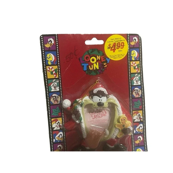 Vtg 1997 Looney Tunes Picture Frame Christmas Ornament Magnet Tasmanian Devil - Picture 2 of 8